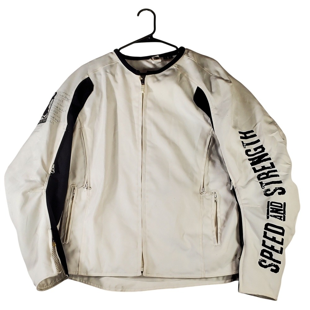Speed and Strength ARMORED Motorcycle Jacket Size Large white